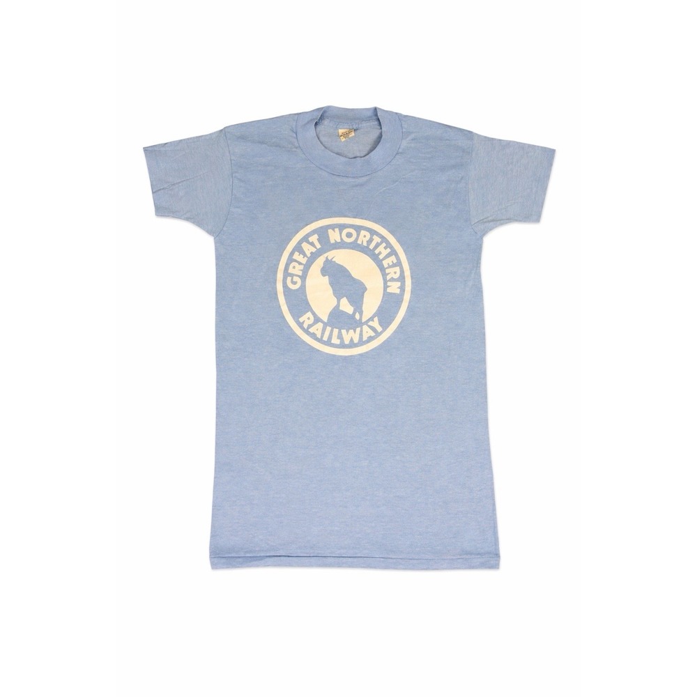 Vintage 80s Great‎ Northern Railway Single Stitch T Shirt Medium Blue